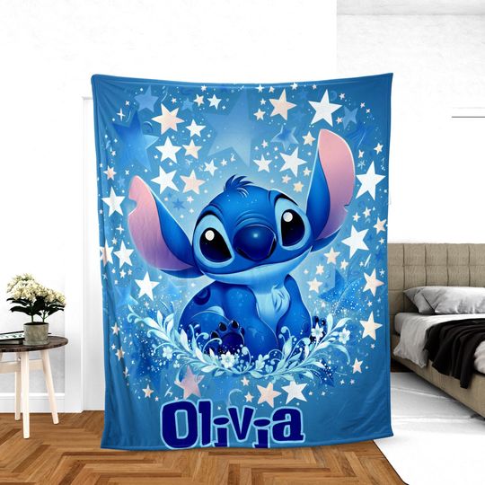 Discover Personalized Stitch Blanket, Lilo and Stitch Blanket, Stitch Birthday Gifts,  Angel and Stitch Christmas Gifts