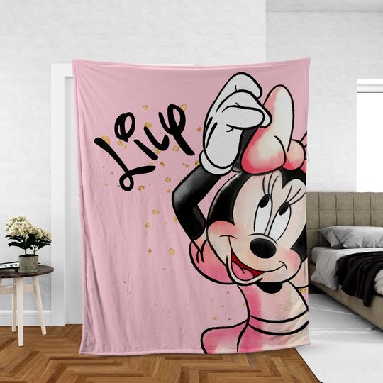 Discover Personalized Watercolor Minnie Mouse Blanket, Custom Name Disney Minnie Blanket, Disney Blankets, Minnie Birthday Gifts, Name Blanket