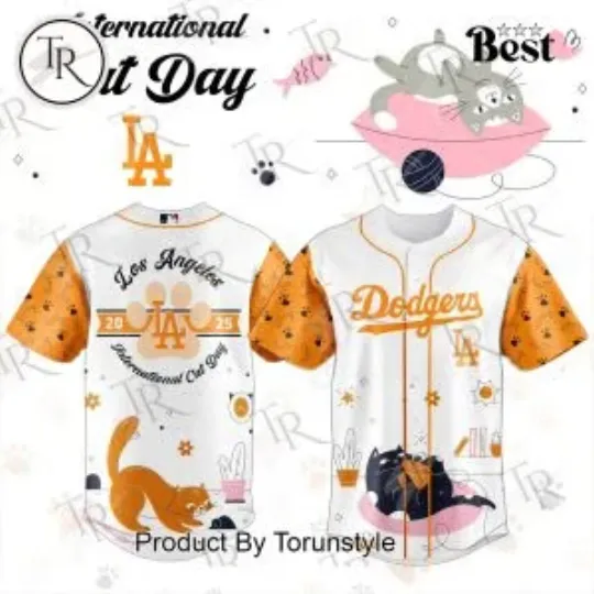 Discover L.A. D0dg*rs x International Cat Day 2025 Jersey, Gift For Fans, Christmas Gift