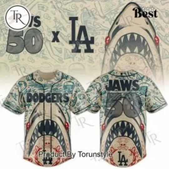 L.A. D0dg*rs x Jaws 50th 2025 Jersey, Gift For Fans, Christmas Gift