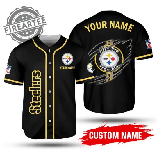 Discover football S.t.eelers Custom Name Baseball Jersey – Black Edition Fan Apparel