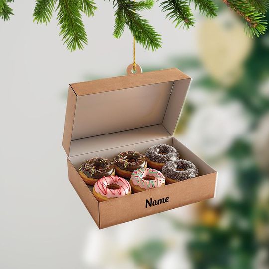 Discover Donut Box Christmas Light Ornament, Xmas Tree Decor, Loved Donut Box Ornament, Xmas Hanging Ornament Gift