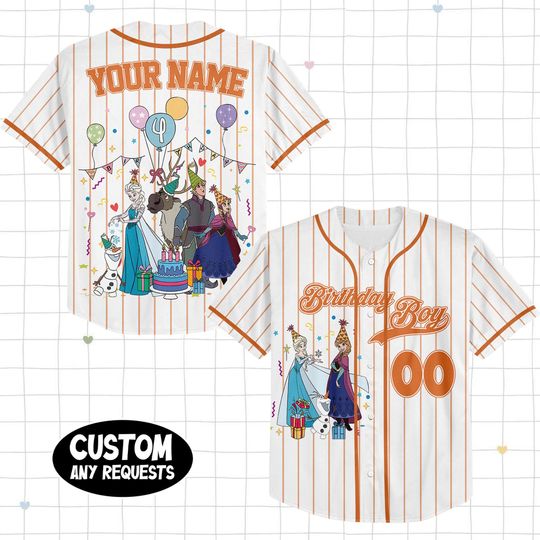 Custom Elsa Birthday Baseball Jersey for Kids and Adults