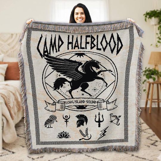 Camp Halfblood Woven Blanket Percy Jackson Blanket Percy Jackson and the Olympians Merch Rick Riordan Greek Mythology Blanket Bookish Gift