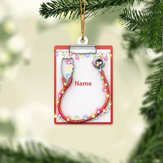 Personalized Stethoscope Ornament, Stethoscope Christmas Ornament Gift, Nurse Christmas Ornament, Nursing Ornament Xmas Decor