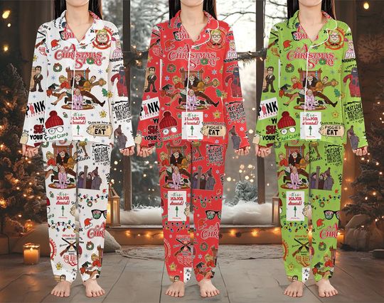 A Christmas Story Family Pajamas Set For Women, Ralphie Pink Bunny Pajamas, Movie Christmas Pajamas, Matching Family Christmas Pajamas Set