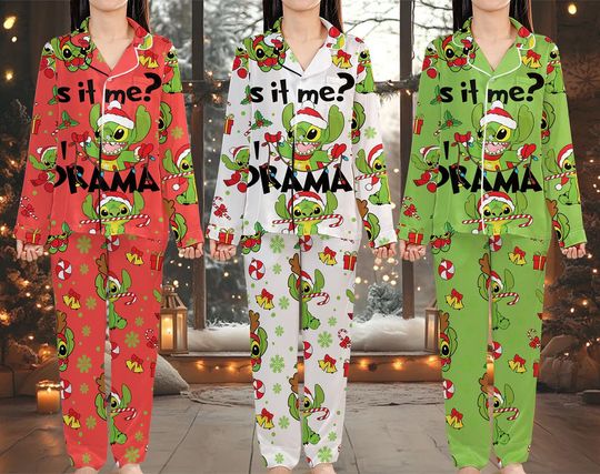 Discover Disneyland Stitch Christmas Pajamas Set Stitch Xmas Sleepwear Lilo And Stitch Pajamas Women Set Disneyland Xmas Family Matching Pajamas 09