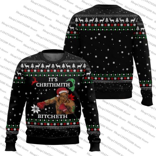 Discover Ugly Christmas Sweater spoof × Mike Tysons meme Sweatshirt Its Chrithmith Bitcheth Snowflake Limited Edition Pullover Snowflake
