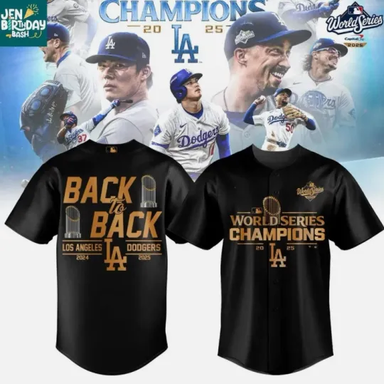 Discover Dodgers Back To Back 2025 Black Baseball Jersey