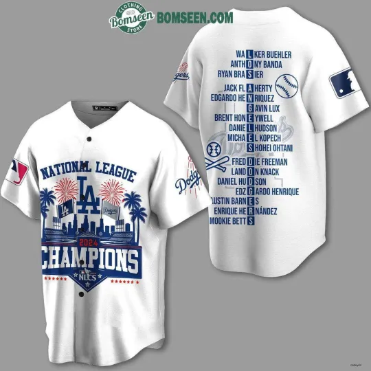 Discover Dodgers National Champions White Baseball Jersey Full Print 3D