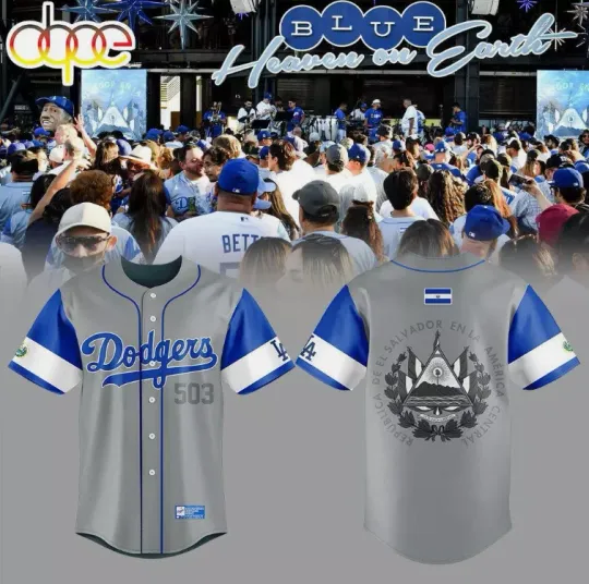 Discover Dodgers Salvadoran Heritage Night Salvador Baseball Jersey Full Print 3D