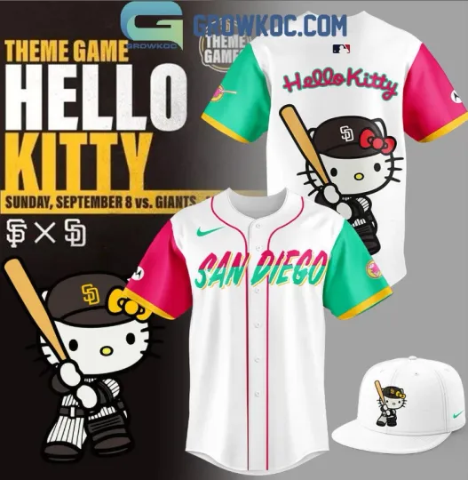 Discover Padres Hello 1Kitty Playing Baseball Jersey Full Print 3D