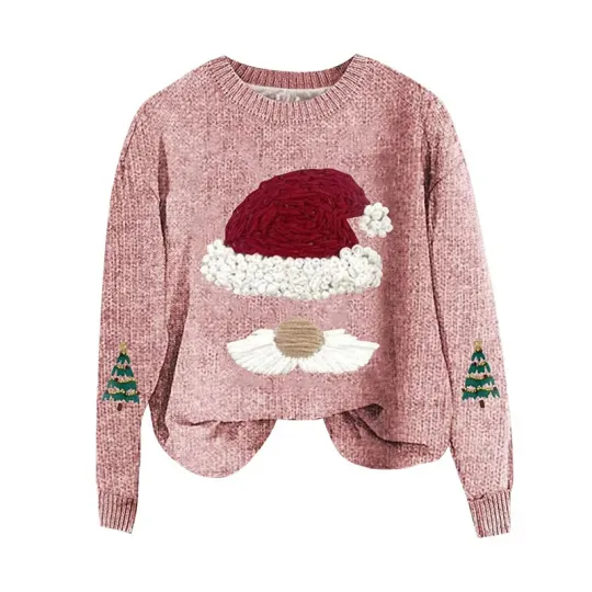 Discover Loose Christmas Knitted Sweater Casual All-Match Overhead Pullover Autumn Winter New Style Fashion Women's Knitwear Top