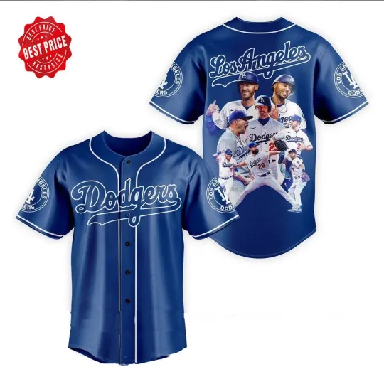 Discover Dodgers Team Football Players Blue Baseball Jersey Full Print 3D