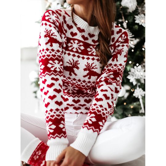 Discover Winter 2025 Women's Christmas Sweater Soft Cute Xmas Look Knitwear Long Sleeve O Neck Jumpers Top Streetwear Y2K Style Pullovers