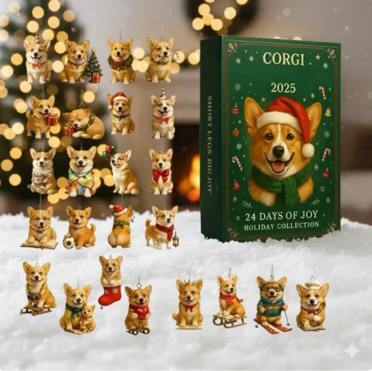 Discover Advent Calendar Christmas Ornament 2025 Corgi Acrylic Decor