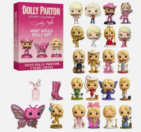 2025 Music Lover Christmas Advent Calendar, 2D Acrylic Dolly Parton 24 Days Decor