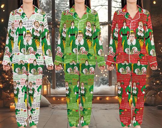 Buddy Elf Pajamas Set Elf Christmas Pajamas Christmas Movie Pajamas Elf Christmas Holiday Shirt Christmas Party Family Matching Pajamas 01