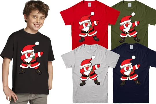 Discover Kids Adults Unisex Christmas T-Shirt Funny Xmas Santa Dab Dabbing Childrens Tee