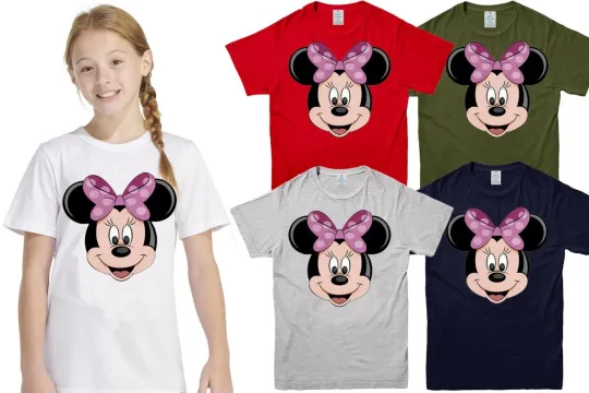 Discover Unisex Women Minnie Mouse T-Shirt. Girls Disney Inspired Disneyland TShirt 3-13Y