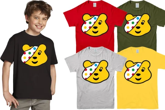 Discover Kids and Adults Spotty Pudsey Face Bear T-Shirt for Children in Need