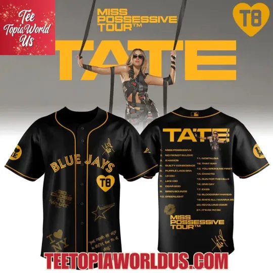 Discover Toronto Blue.J x Tate McRae’s “Miss Possessive Tour” 2025 Jersey, Gift For Fans