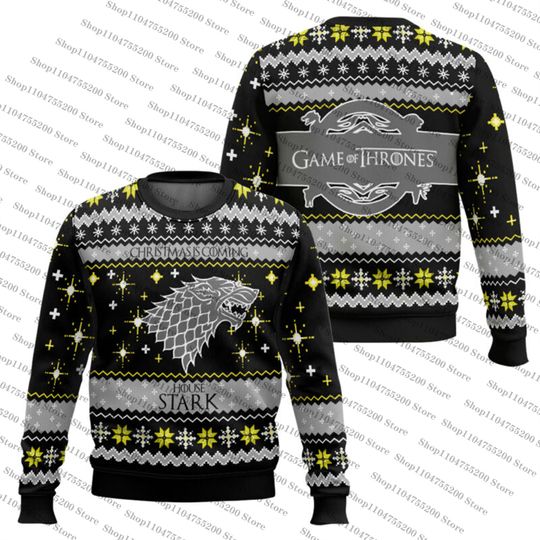 Discover Black Christmas Is Coming House Stark Comfortable Limited Edition Ugly Christmas Sweater Hot Sale Sweatshirt Xmas Pullover