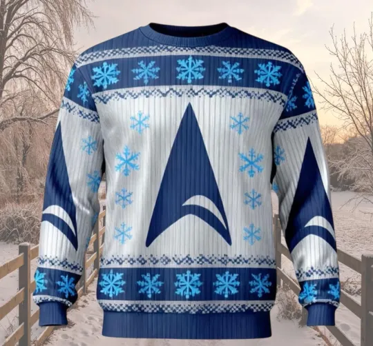 Discover Starfleet Christmas Ugly Sweater, Sci-Fi Holiday Sweatshirt
