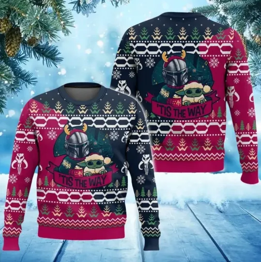 Star Wars Christmas Sweater, Mandalorian Ugly Christmas Sweater