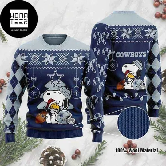 Dalas Cowboys Snopy And Woodstock Ugly Christmas Sweater
