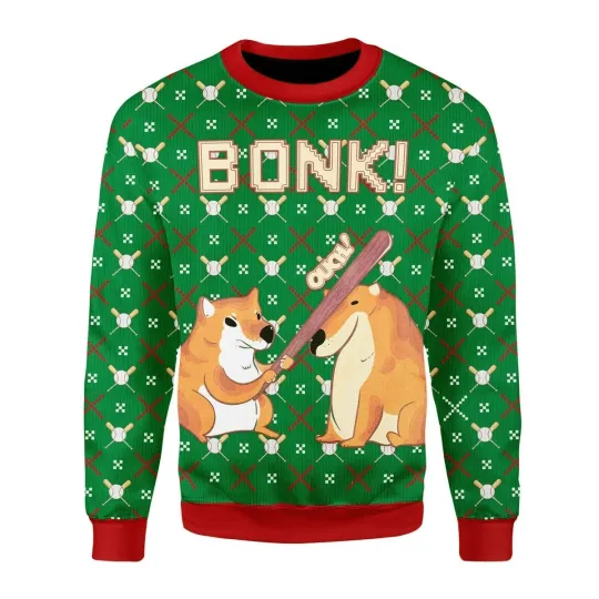 Discover Bonk Ugly Christmas Sweater Funny Meme Holiday Gift