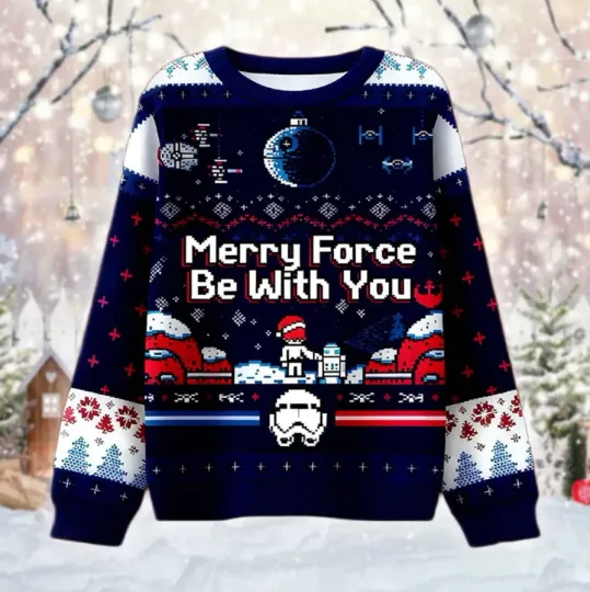 Discover Merry Force Be With You Ugly Christmas Sweater