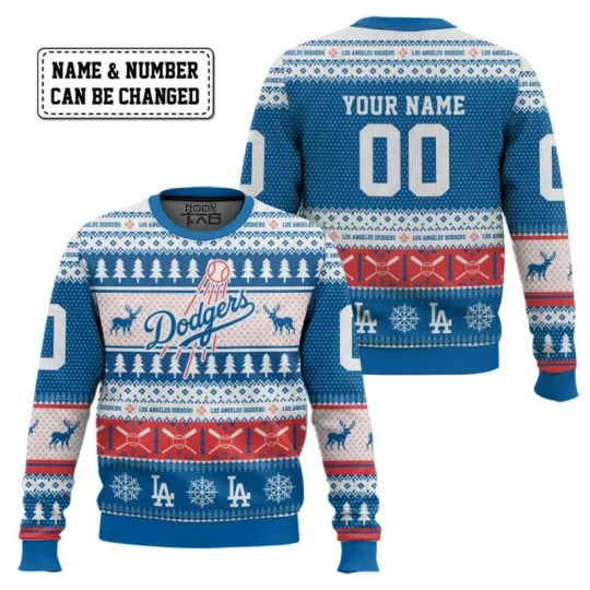 Discover Los Angeles Dodger Custom Name And Number Ugly Sweater