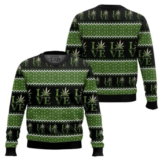 Discover Love Marijuana Ugly Christmas Sweater