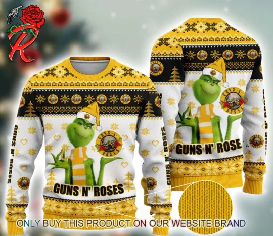Guns And Roses funny character Stole The Logo Yellow Ugly Christmas Sweater