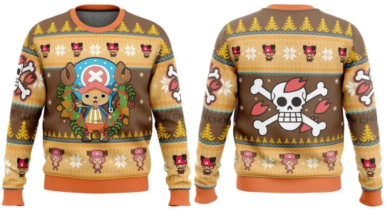 Christmas Tony Chopper One Piece Ugly Christmas Sweater Heavy Freece