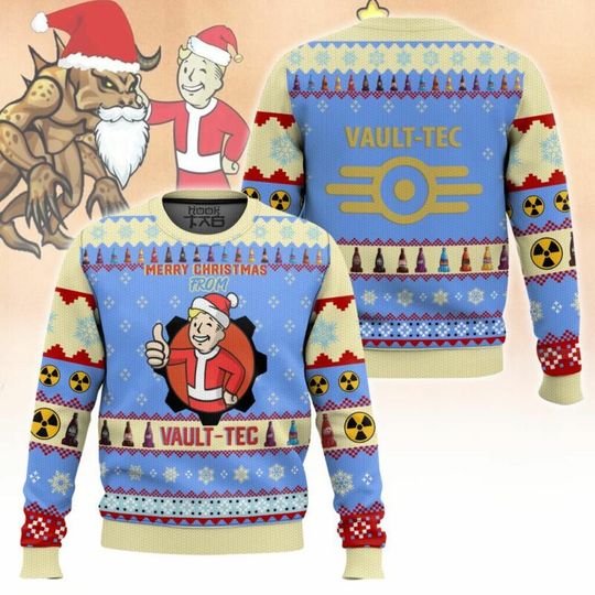 Discover Falllout Ugly Christmas Sweater Funny 3D Graphic Winter Warm Cozy Pullover for Men Women Holiday Christmas Party Gift 2025