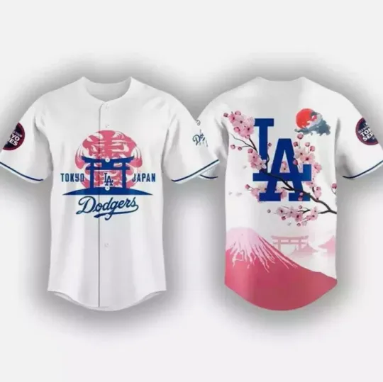 Discover Dodgers Tokyo 2025 Fuji Mount Baseball Jersey Full Print