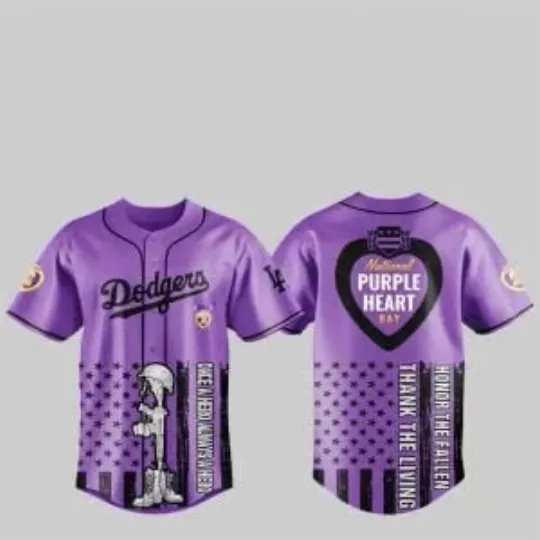 Discover 2025 L.A. D0dg*rs Purple Heart Day Jersey, Gift For Fans, Christmas Gift