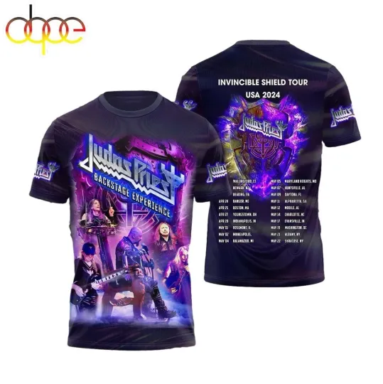 Discover Judas Priest Backstage Experience 3D T-Shirt Invincible Tour 2024