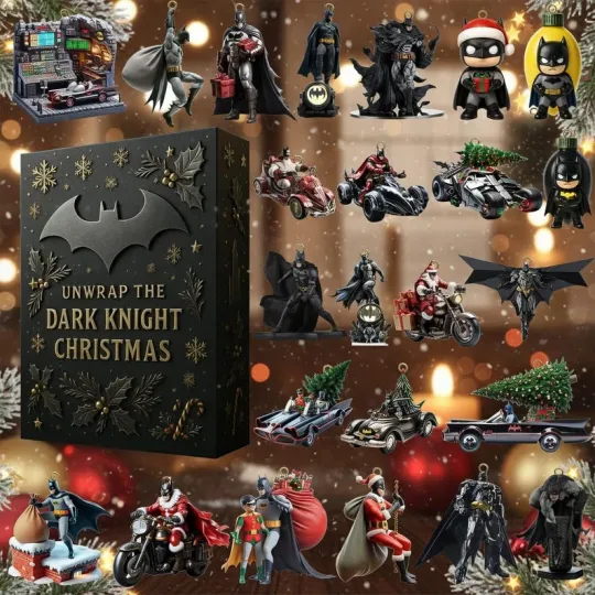 Discover 2025 Superhero Advent Calendar, 24 Dark Vigilante Ornaments Xmas Countdown Gift