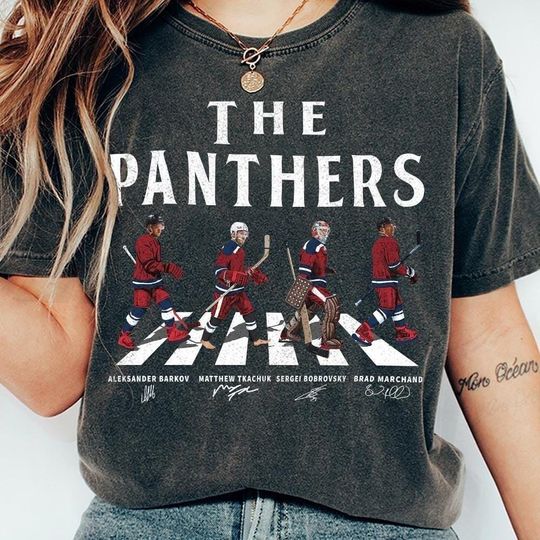 Discover Comfort Color Florida Walking Road Signatures Ice Hockey Shirt, Brad Marchand Aleksander Barkov Gift For Fan Hockey Unisex