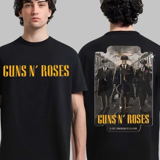 Guns N Roses Birmingham UK 2025 Tour Two Sided T-Shirt June 23 2025