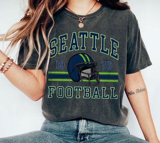 Discover Comfort Colors Seattle Football Vintage T-Shirt,Seattle Seahawk Football T-shirt, Seahawk Fan Gift, Retro Seattle Football