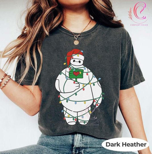 Discover Disney Baymax Big Hero Cute Christmas Shirt, Santa Baymax Christmas Lights Shirts, Christmas Gift Shirt, Xmas Holiday Family Party Shirt