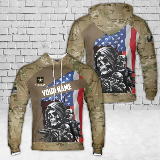 Custom Name US Army Veteran 3D Hoodie, Gift For Fans, Christmas Gift