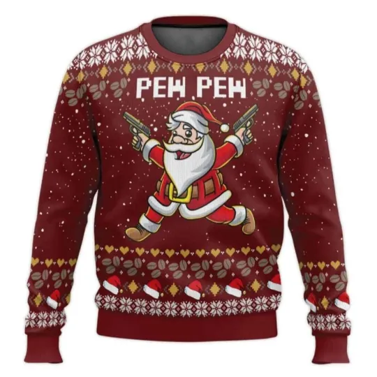 Discover Santa Claus Pew Pew Ugly Christmas Sweater