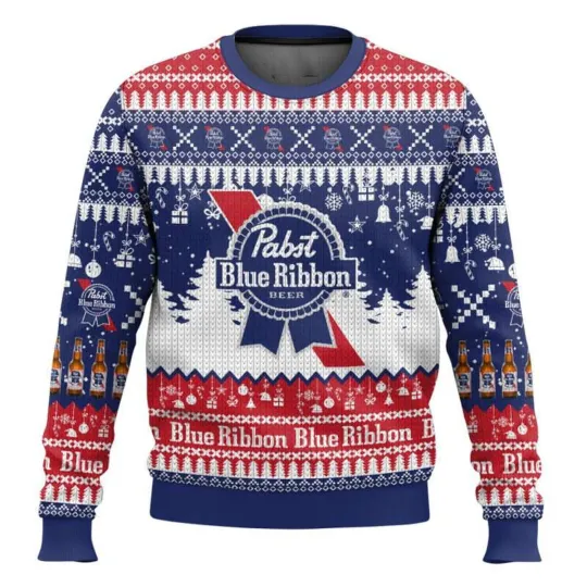 Pabst Blue Ribbon Ugly Christmas Sweater