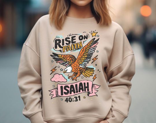Discover Rise On Faith Fall Women Tee, Eagles Sweatshirt, Religious Shirt, Jesus Tee, Bible Verse Shirt, Faith Sweatshirt, Christ Shirt