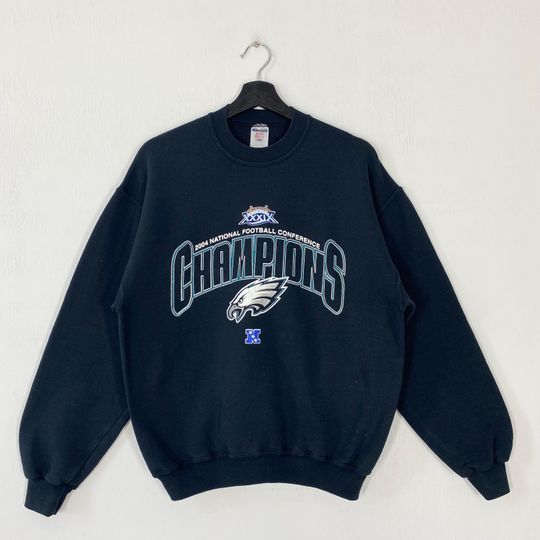 Discover Vintage Philadelphia Eagles Sweatshirt Crewneck Pullover Sportswear football Philadelphia Eagles Print Logo Black Medium